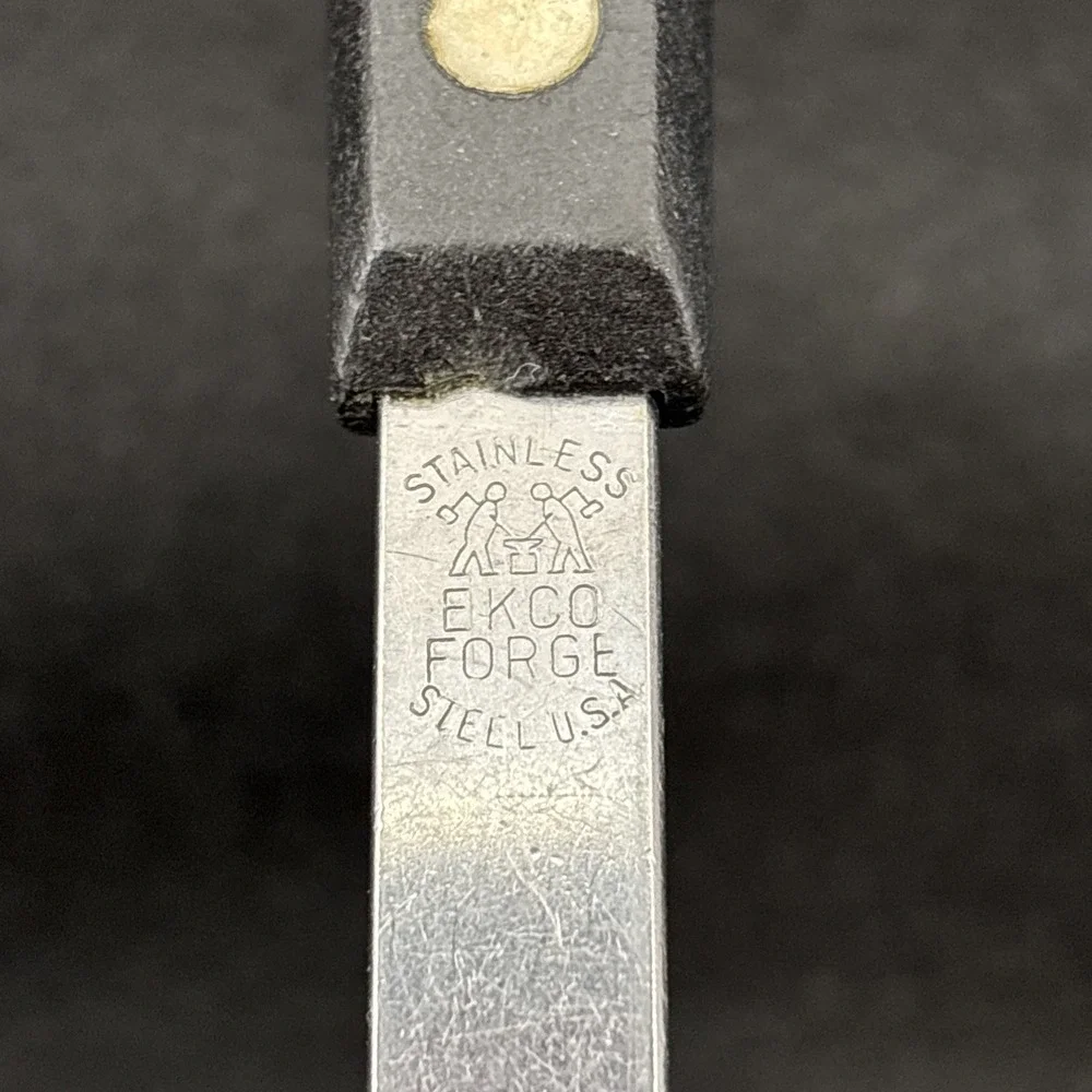 EKCO Forge Stainless Serving Multi Slotted Spoon Black Handle 11.5